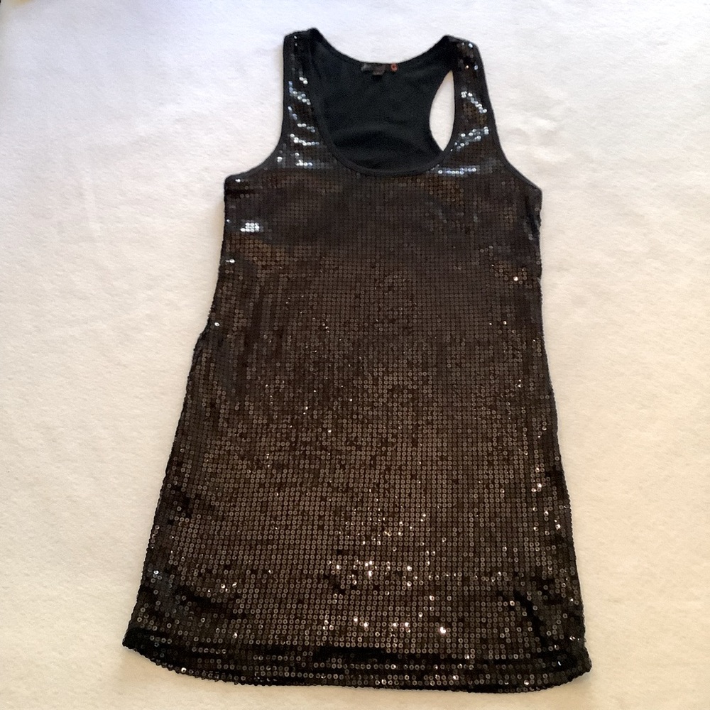 Guess Black Sequin Tank Style Dress Size L